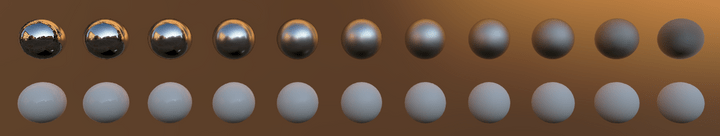 Rendering of spheres of increasing roughness